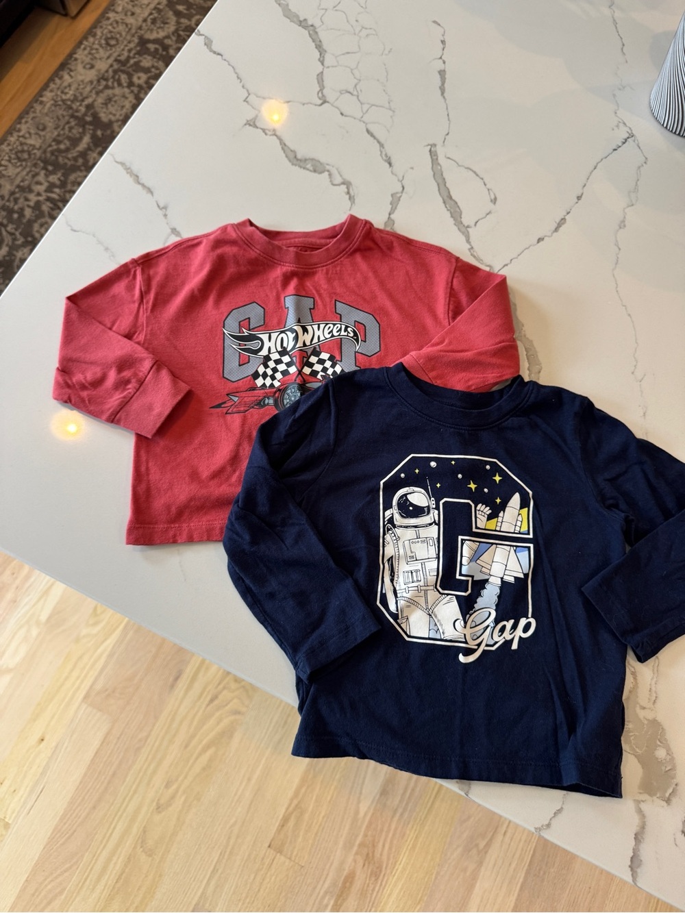 GAP Kids Navy Astronaut Graphic Long-Sleeve Tee & Red Hot Wheels Logo Top